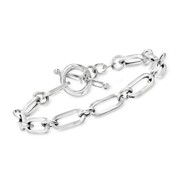 Ross-Simons Italian Sterling Silver Paper Clip Link Toggle Bracelet, Women's, Adult