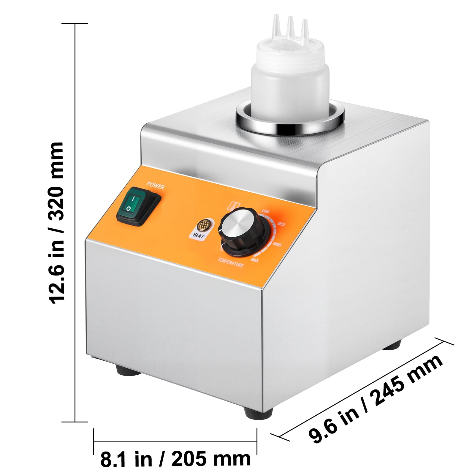 KFFKFF Electric Bottle Warmer with 0.8L Capacity, Adjustable Temperature 86-185℉, Commercial Cheese Dispenser for Nacho Cheese, Hot Fudge, Caramel, and More
