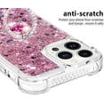 thumbnail image 4 of Glitter Clear Sparkly Bling Case for Apple iPhone 15 Pro Max, Flowing Liquid Quicksand Cover with Diamond Ring Holder Case for iPhone 15 Pro Max  Rose Gold, 4 of 14