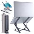 thumbnail image 1 of HOMELUX THEORY Portable Laptop Stand MultiAngle, Lightweight Ergonomic Laptop Holder, Aluminum Laptop Riser for Desk, Foldable Laptop Stand, MacBook Stand for Desk Pro Air, Any Devices 15.6" up (Gray), 1 of 7