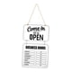 thumbnail image 1 of Letrero de horario comercial con marcas de abierto y cerrado intercambiables, de madera, para colgar en pared, ideal para escaparates de cafeterías blanco, 1 of 8