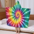 thumbnail image 5 of Rainbow Tie Dye Mandala Pattern Hooded Bath Towel，50"x30" for Ages 3 To 12 Kids, Quick Dry Lightweight Soft Microfiber Hood Beach Towel Cover Up for Kids, 5 of 7