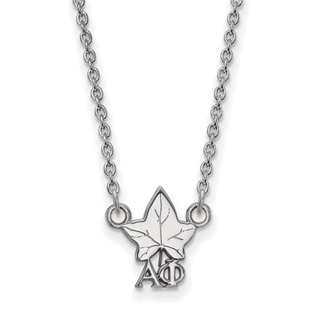 925 Sterling Silver Cable Necklace Chain LogoArt Alpha Phi Sorority Symbol Extra Small Pendant 18 inch 9 mm