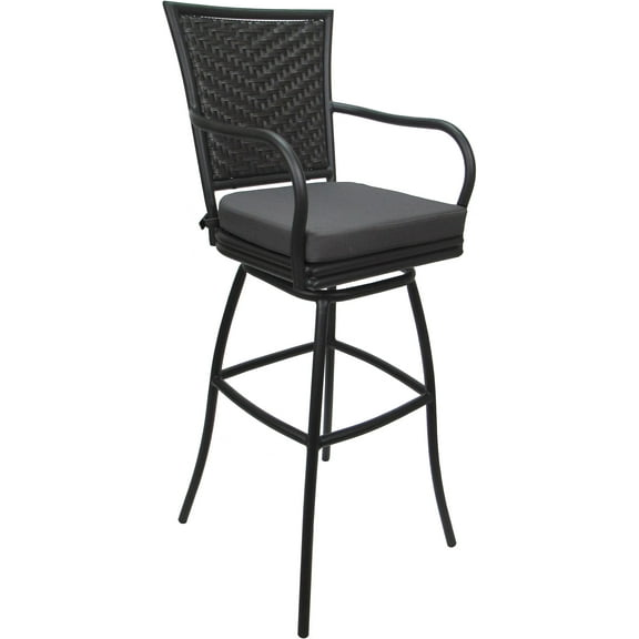 Outdoor or Indoor Extra Tall Bar Stool 34" - Elon with Arms - Dark Gray - Gray