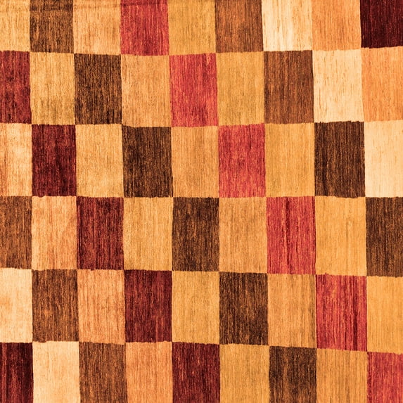 Ahgly Company Indoor Square Checkered Orange Modern Area Rugs, 6' Square