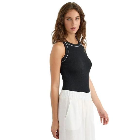 Fitted Halter Neck Knit Tank Top