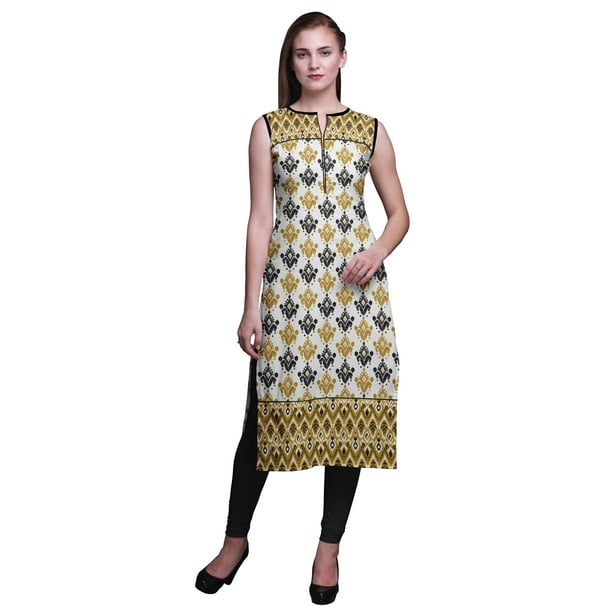 Kurti for Womens With Leggings  Indian Printed Rayon Dress Kurtis Kurta  For Women Tops, White, Medium : : Clothing, Shoes & Accessories