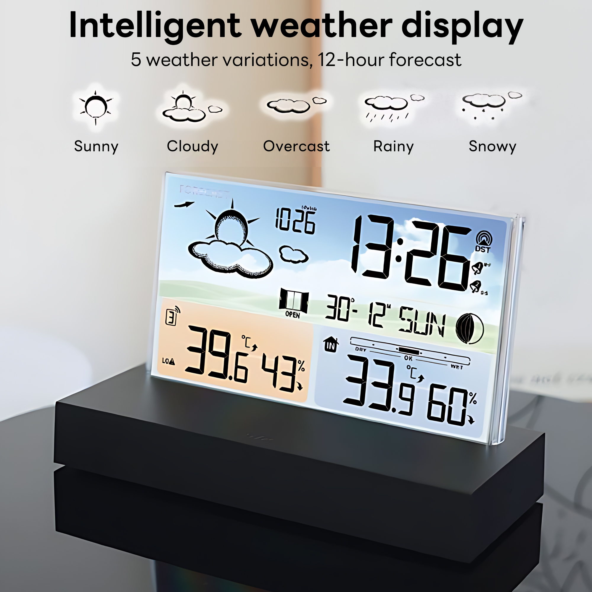 INSMART Weather Station Wireless Indoor Outdoor Thermometer,Digital Weather Thermometer with Window Opening/Closing Reminder,Snooze Function,IPX4 Water Resistance,Supports Battery & USB Power Supply