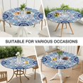 thumbnail image 7 of Elastic Hem Boho Chic Tablecloth with Floral Pattern - Vibrant Round Table Cover for Kitchen - Fits 52 to 56 Inch, 7 of 7