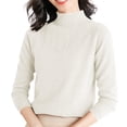 thumbnail image 1 of WTXUE Turtleneck Sweatshirt Crochet Sweaters High Neck Long Sleeved Textured Printed Knitted Base Layer Loose Inner Sweater Oversized Sweatshirt Half Zip Pullover Womens Sweatshirt White Xxl, 1 of 9