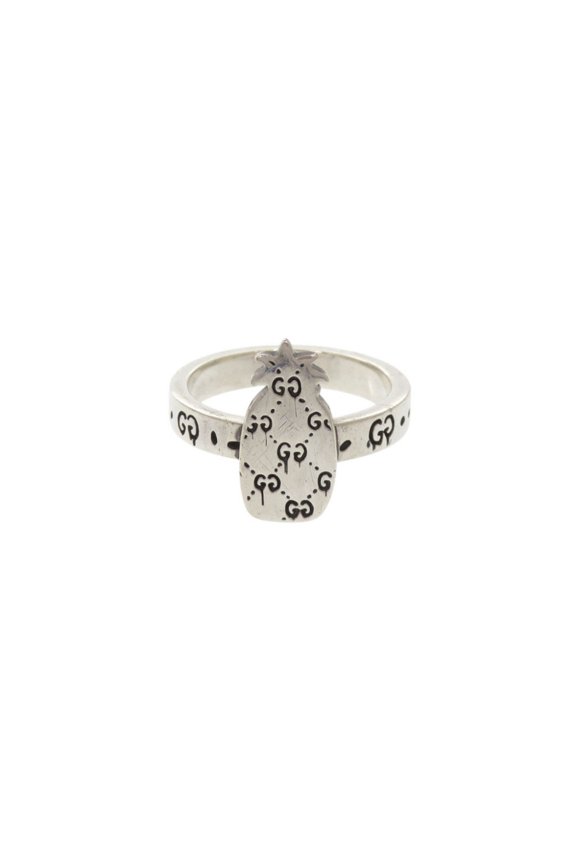 Pre-Owned Gucci Ghost Pineapple Motif #22() Sterling Silver 925 Ring 0832GUCCI