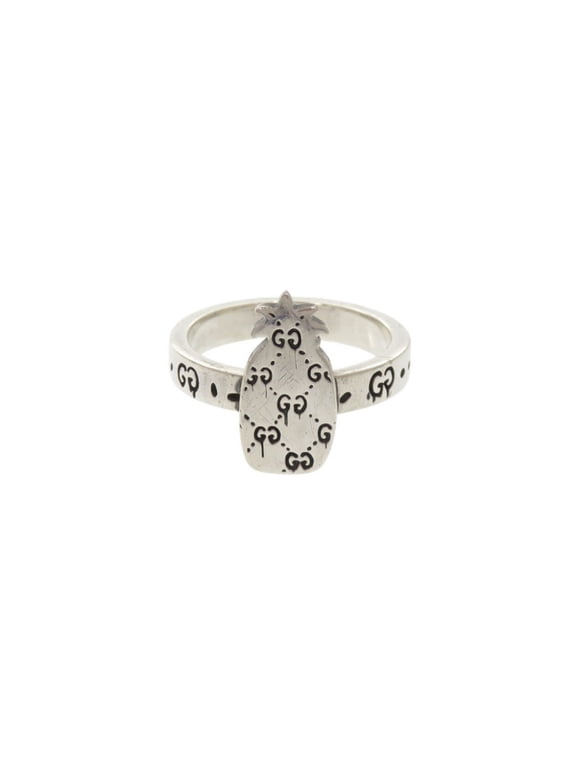 Pre-Owned Gucci Ghost Pineapple Motif #22() Sterling Silver 925 Ring 0832GUCCI