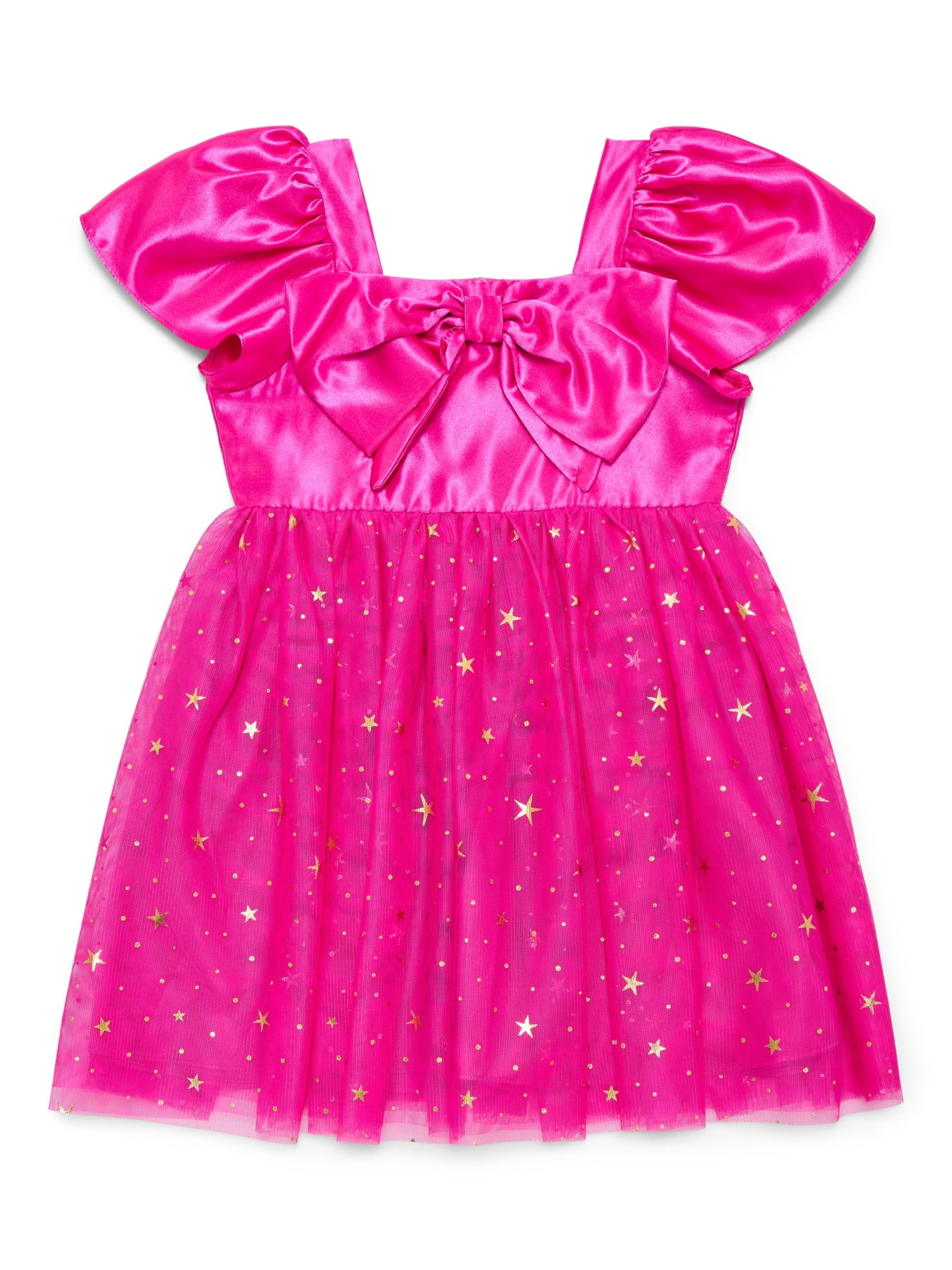 Dreaming of Lucy Toddler Girls Starry Bow Tutu Dress with Short Sleeves, Sizes 12M- 5T