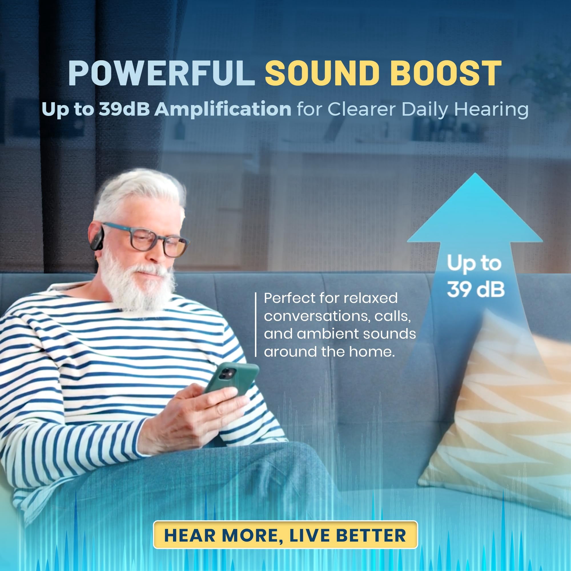 Rechargeable Bluetooth Hearing Aids for Seniors – Easy-to-Use Behind the Ear Sound Amplifier with Automatic Noise Cancelling – BTE Hearing Loss Aids for Adults Men & Women with LED Charging Case