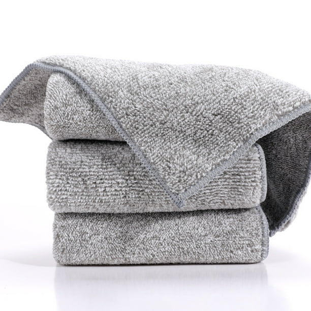 Bamboo Washcloth Face Cloths for Washing Face Super Soft Absorbent 12"x 12" 6 Pack Grey