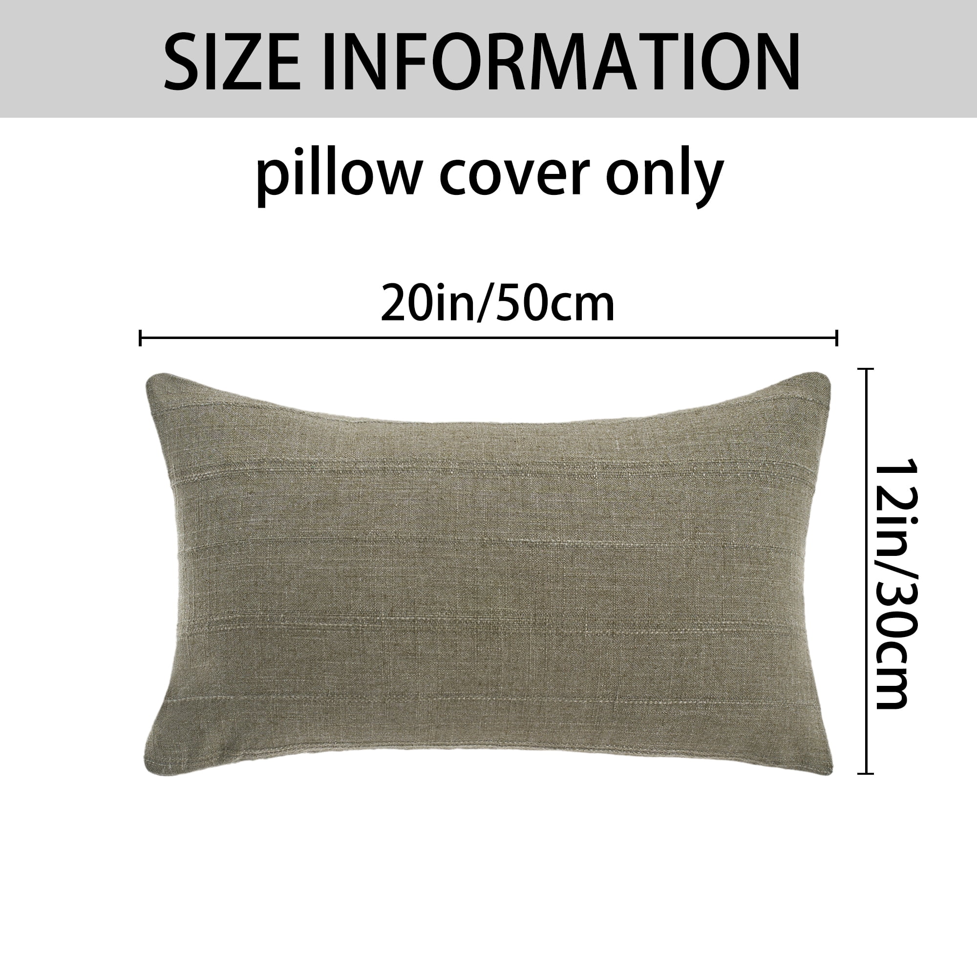Unique Bargains Linen Soft Solid Throw Pillow Covers Pack of 2 Green 20" x 12"