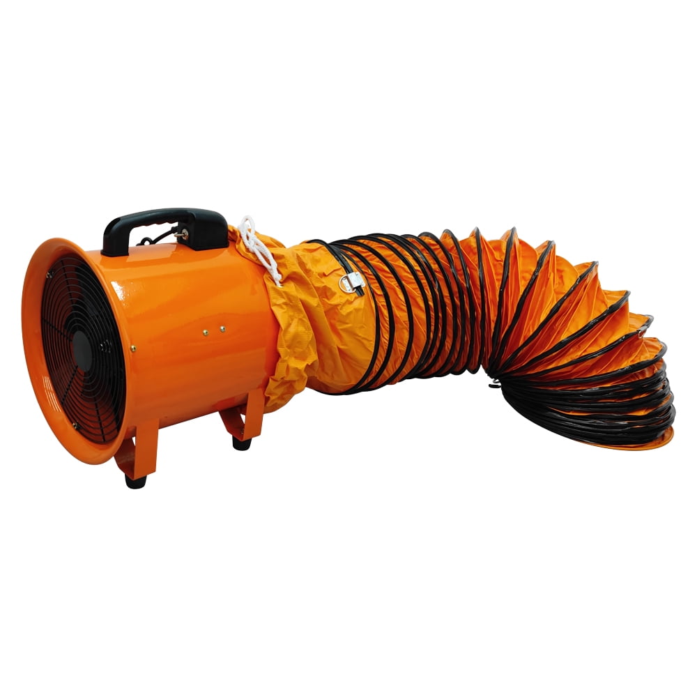 INTBUYING 12” Axial Fan Portable Cylinder Pipe Spray Booth Paint Fumes Blower with 16.4ft Air Duct