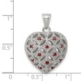 thumbnail image 3 of Sterling Silver Heart Pendant Necklace for Women with Filigree Design, Red Gemstone Accents, Floral Pattern, Romantic Symbol, Elegant Jewelry for Anniversary or Daily Wear, 3 of 6