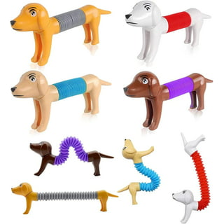Curious Minds Busy Bags 2 Stretchy Weiner Dog Crushed Bead Sand Filled - Doggy Lover Sensory Fidget Toy Weighted (Random Colors)