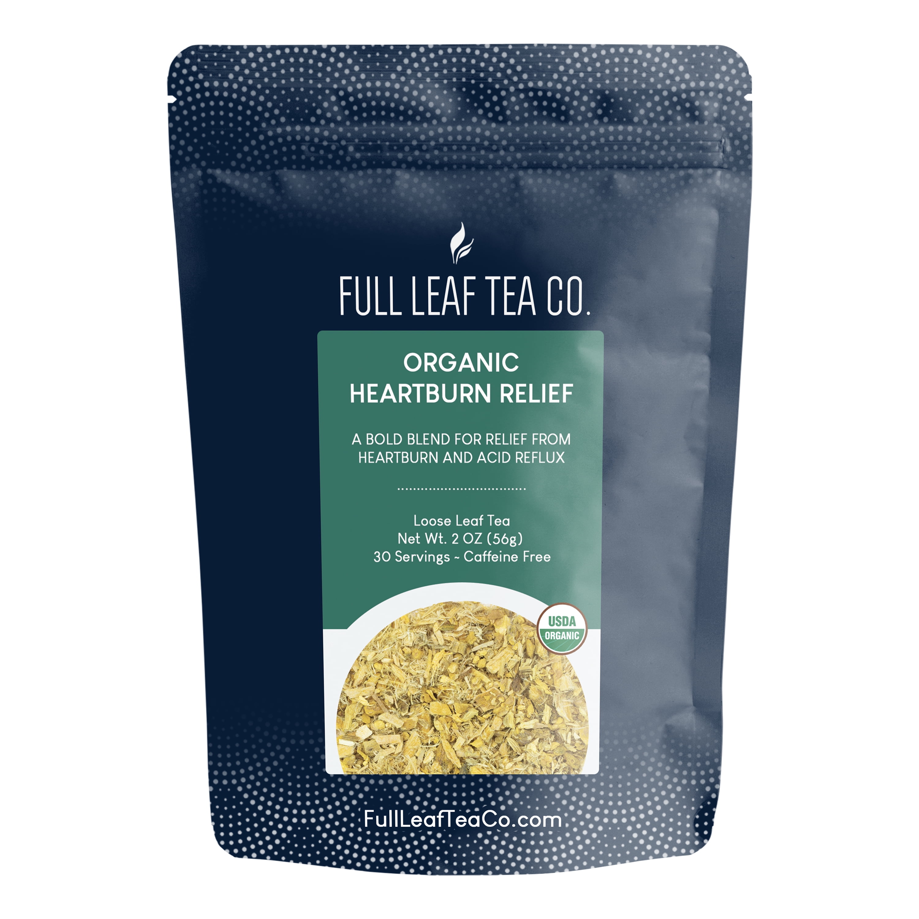 Organic Heartburn Relief Loose Leaf Tea - 2oz Bag (Approx. 30 Servings) | Full Leaf Tea Co