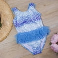 thumbnail image 4 of ASFGIMUJ Swimsuits For Girls Teens Blue Swimwear Print 1 Piece Swimwear With Summer Princess Beach Baby Bathing Suit Girl,Size 5-6Y, 4 of 6