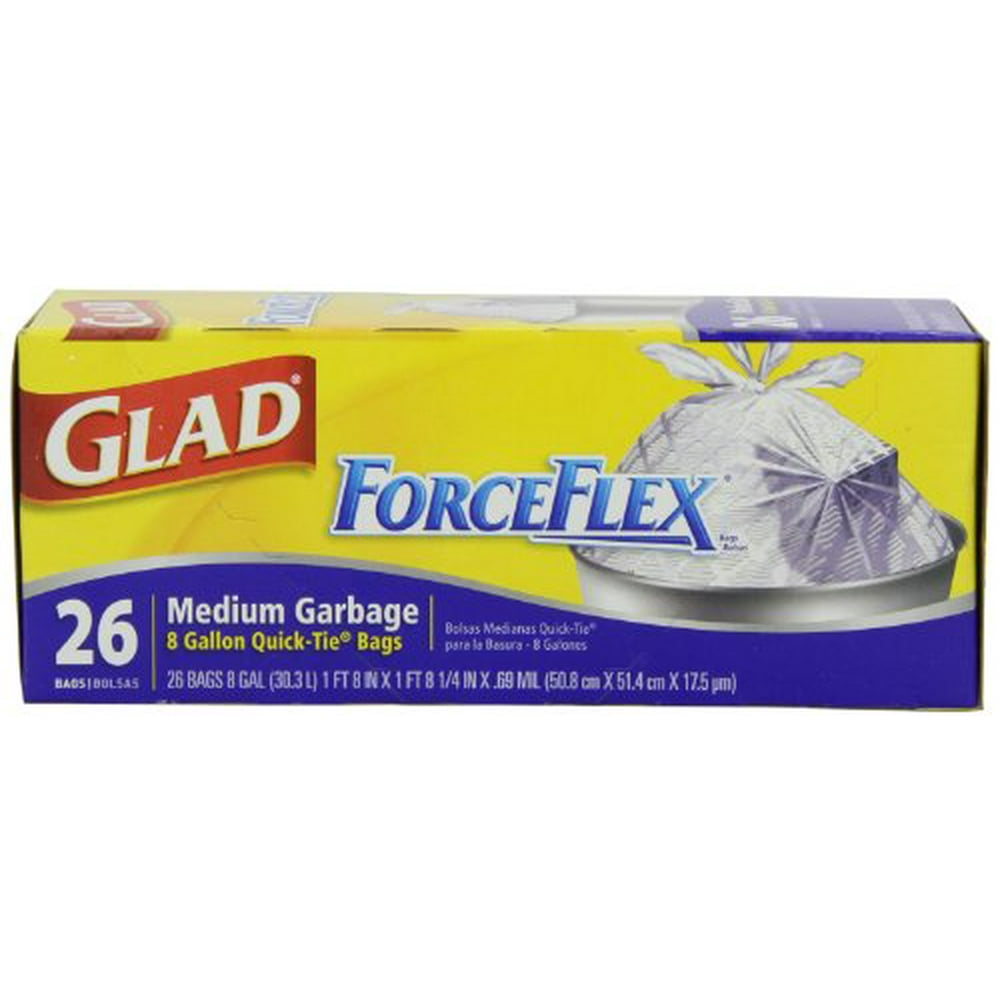Glad 70403 Force Flex Medium Garbage Bag 8 Gallon 26 Count Walmart