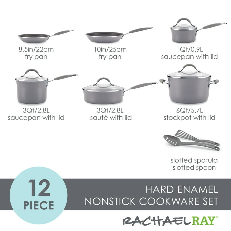 Rachael Ray Sea Salt Gray Non Stick Porcelain Cookware Pan Skillet
