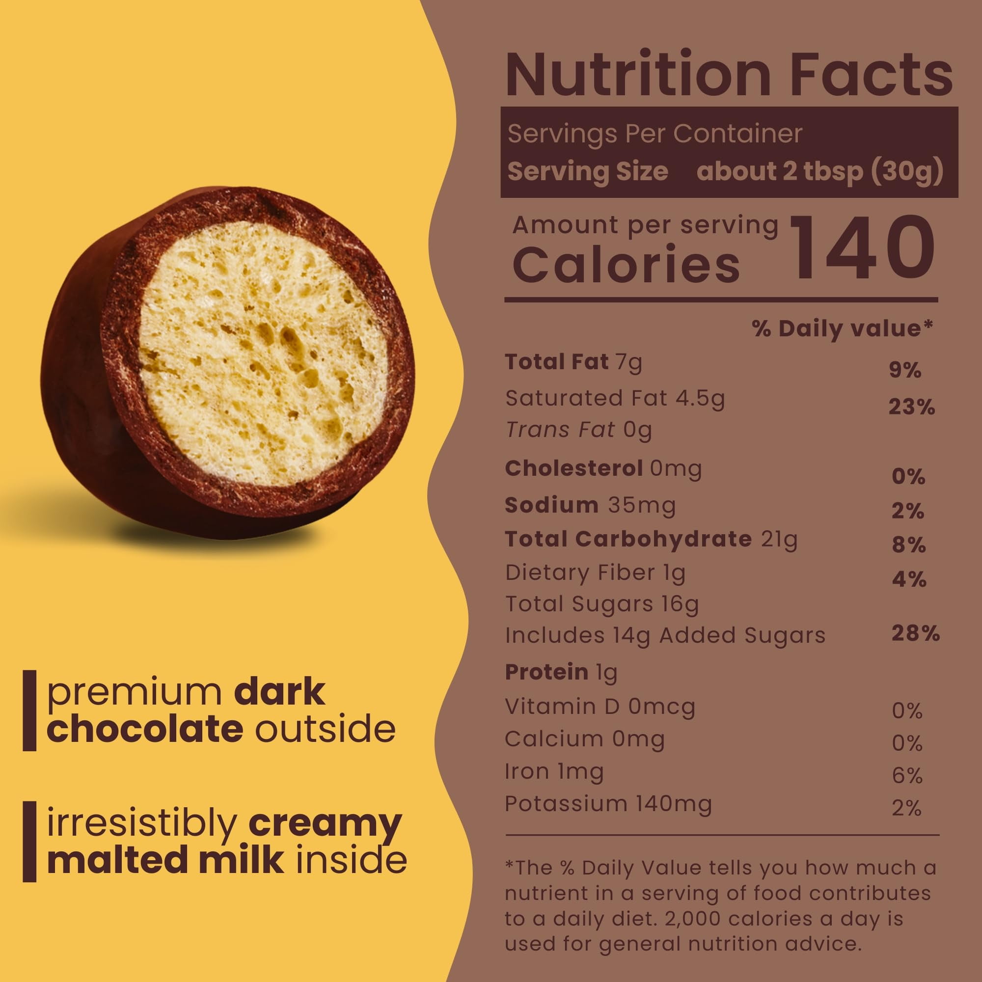 Nutic Dark Chocolate Malted Milk Balls - 1LB, Classic Treats for Holidays and Movie Nights, Luxurious Malt Balls Coated in Rich Dark Chocolate - Made in the USA - (Pack of 1)
