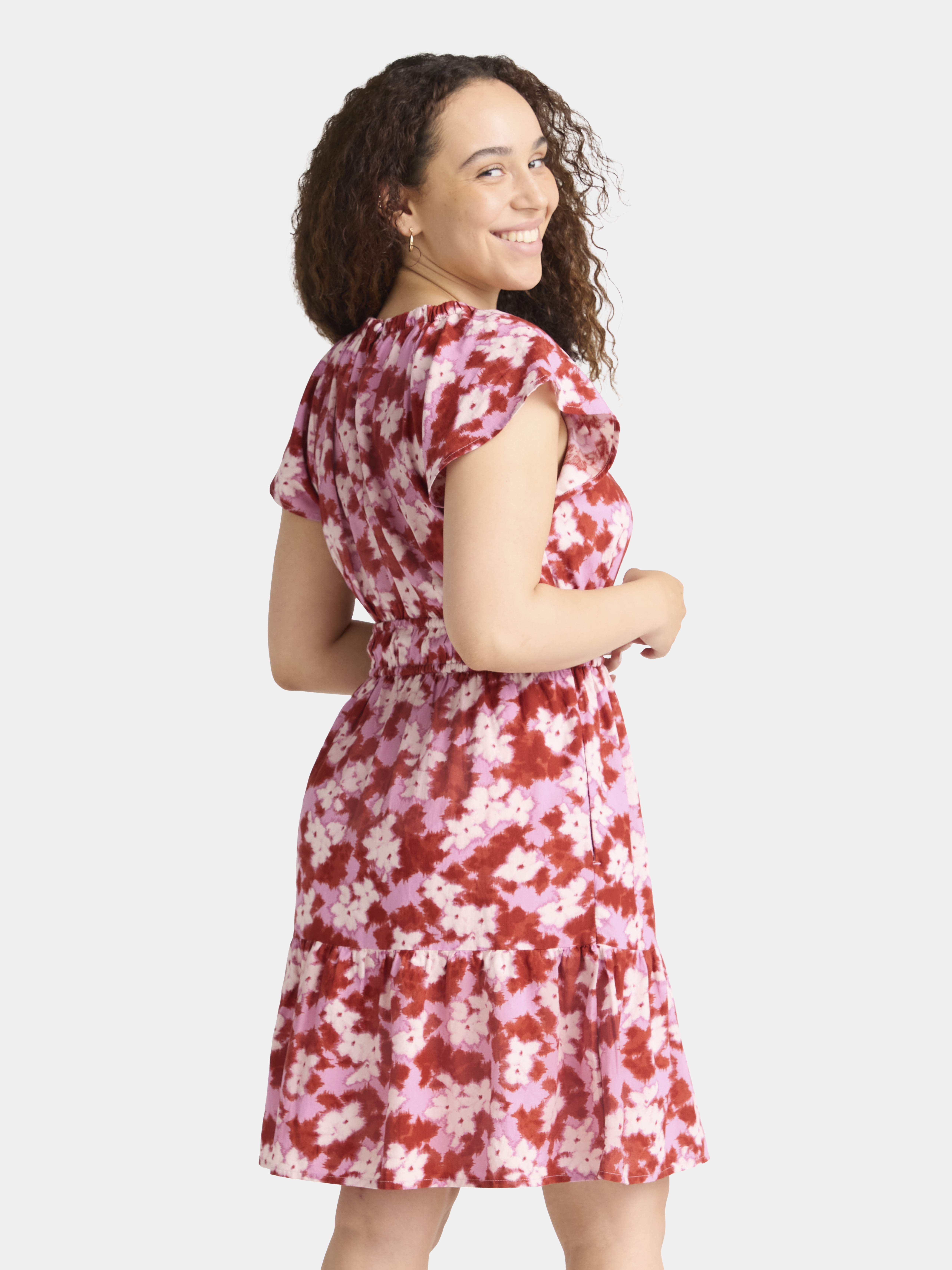 Time and Tru Women's Crewneck Mini Dress with Pockets, Sizes XS-3XL