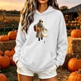 thumbnail image 2 of asdoklhq Halloween Pumpkin Sweaters Graphic Tshirts Shirts Winter Ladies' Graphiced Long Sleeve Hooded Sweatshirt White M, 2 of 5