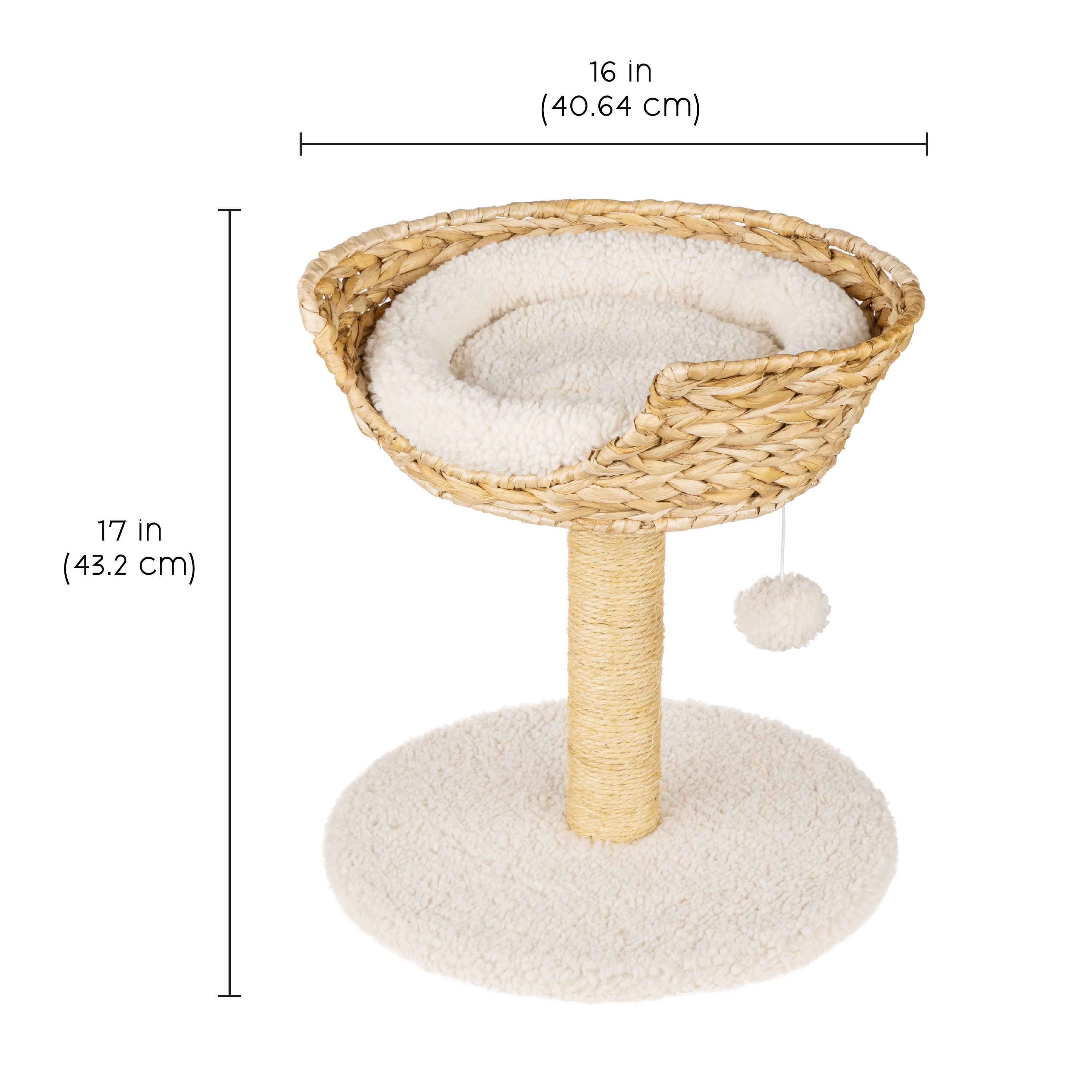 Harry Barker Deluxe Cat Scratcher Post with Wicker Bed for Cats Under 15 lbs