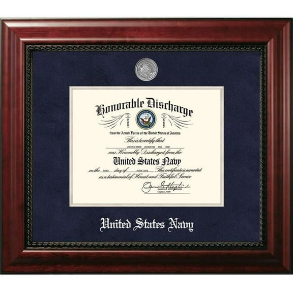 Campus Images NADEX002 8.5 x 11 in. Patriot Frames Navy Discharge Executive Mahogany Frame with Silver Medallion