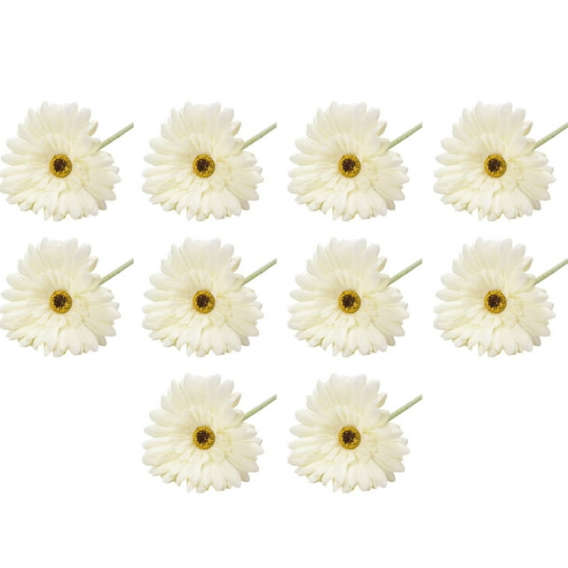 Bearachild 10 Uds. De Gerbera Artificial para interiores de Hotel de oficina, ramo de un solo tallo, simulación realista, flores falsas, Decoración Blanco