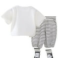 thumbnail image 5 of Swuxness Toddler Casual Short Sleeve 2 Piece Sets, Kids Summer Outfit Sets, Children's Fashion Print Cropped Pants Two-piece Set Short Sleeved Round Neck Top/shirt Set White, 120, 5 of 5