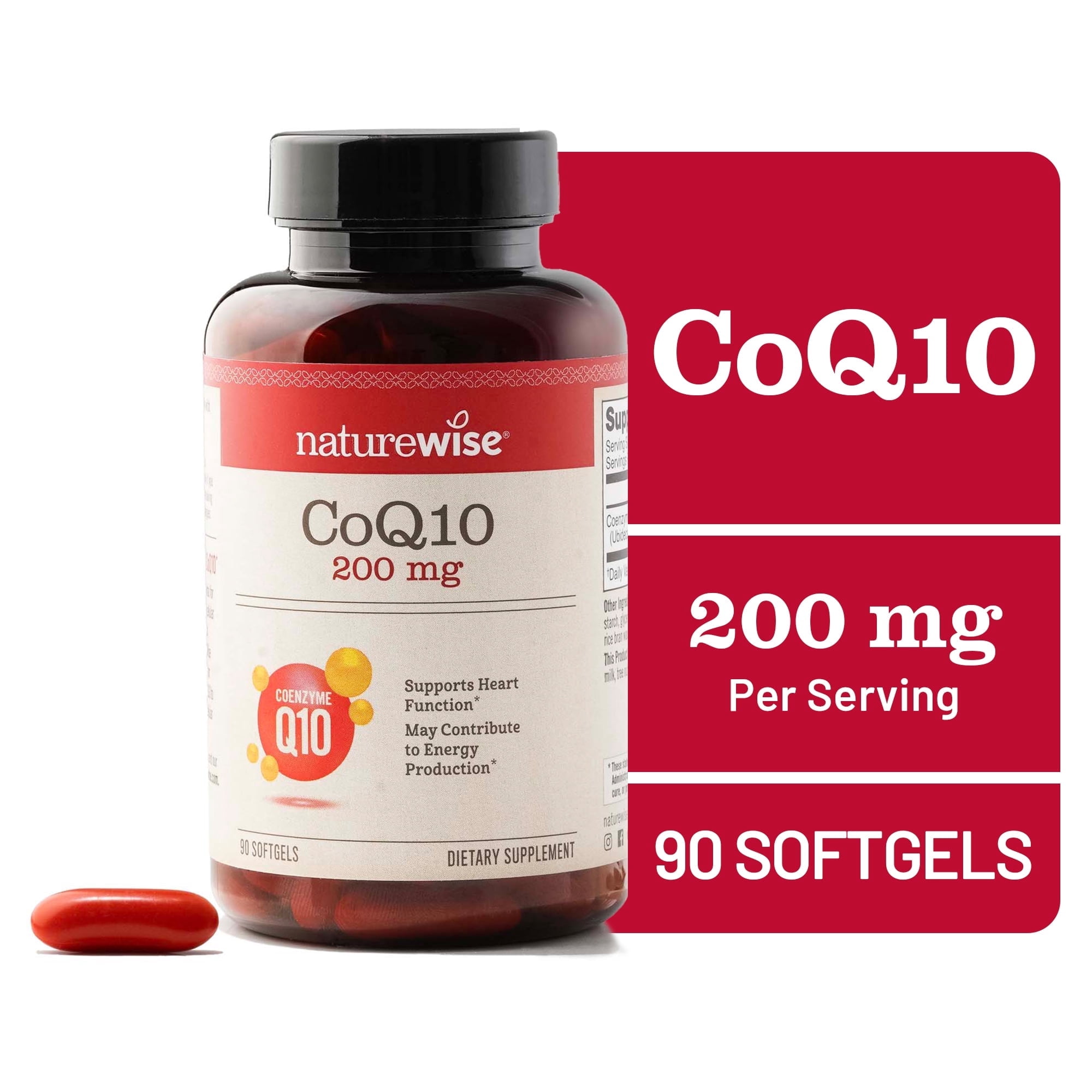 NatureWise CoQ10 200mg - High Potency Ubiquinone, Non-GMO - 90 Softgels[90-Day Supply]