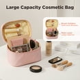 thumbnail image 4 of (2 pack) Makeup Bag for Women, Portable Cosmetic Bag, Large Capacity Travel Makeup Organizer, Cosmetic Brush Case Gifts for Girls with Handle (Pink), 4 of 7