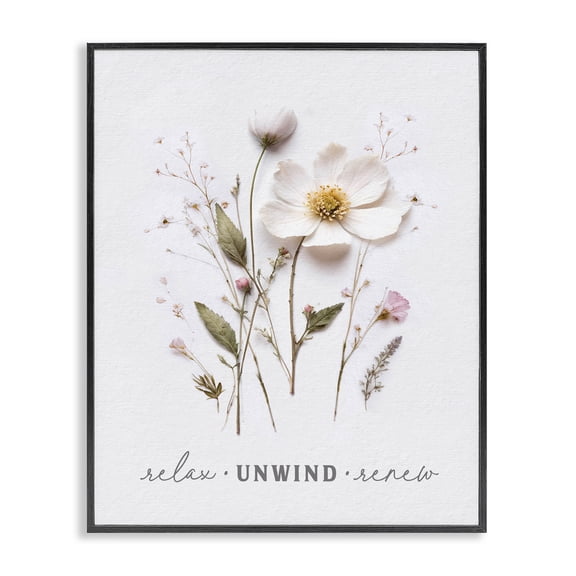 Relaxing Pressed Flowers Black Framed Giclee Art, design by Lettered and Lined
