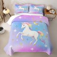 thumbnail image 2 of Manfei Magical Unicorn Bed Spread Queen,Dreamy Star Moon Queen Coverlet Set,Pastel Multicolor,3 Pieces, 2 of 7