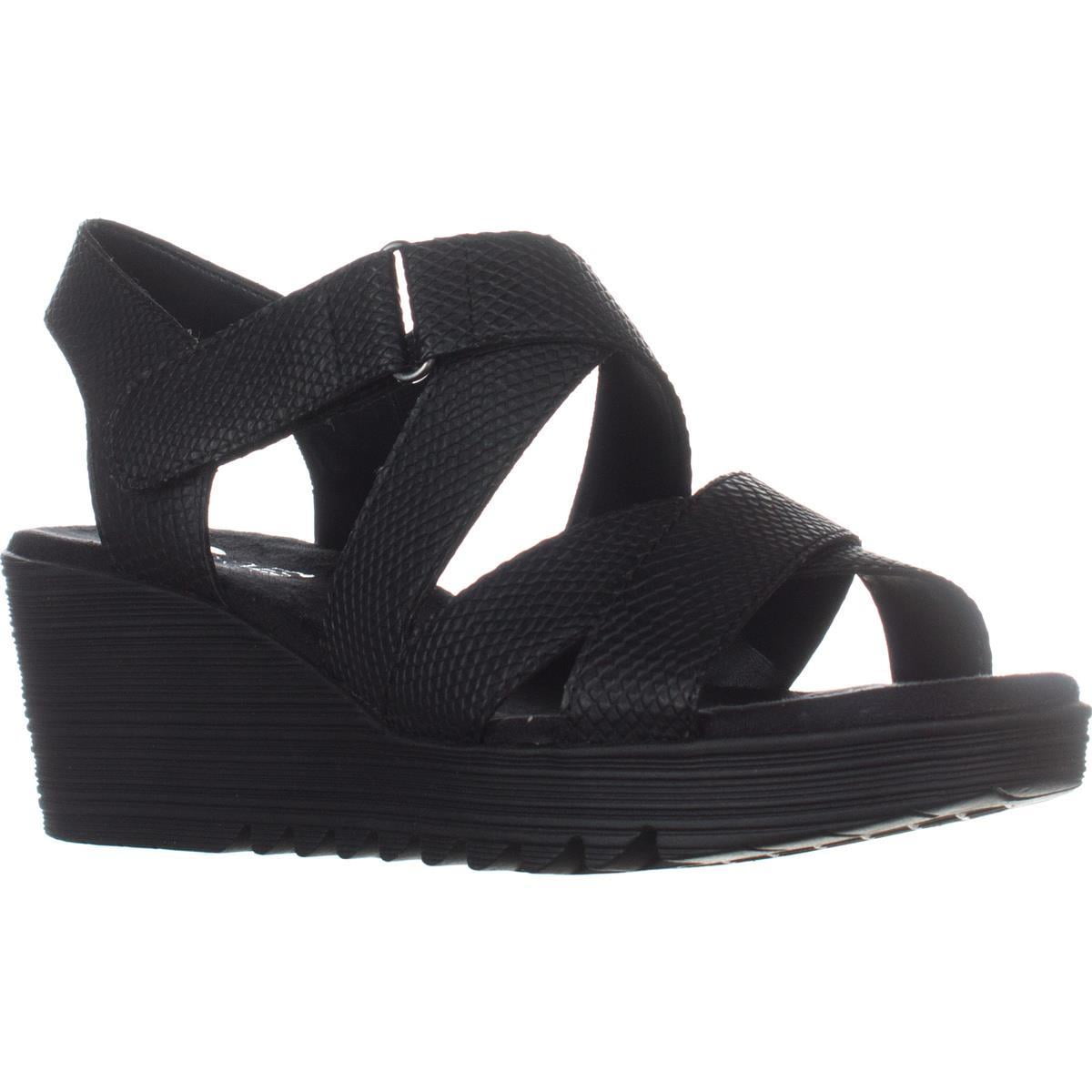 Womens Aerosoles Bogota Strappy Wedge Sandals, Black - Walmart.com