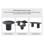 Kevinplus 86.61” Expandable Dining Table, Modern Kitchen Desk for Dining Room, Partment, Black