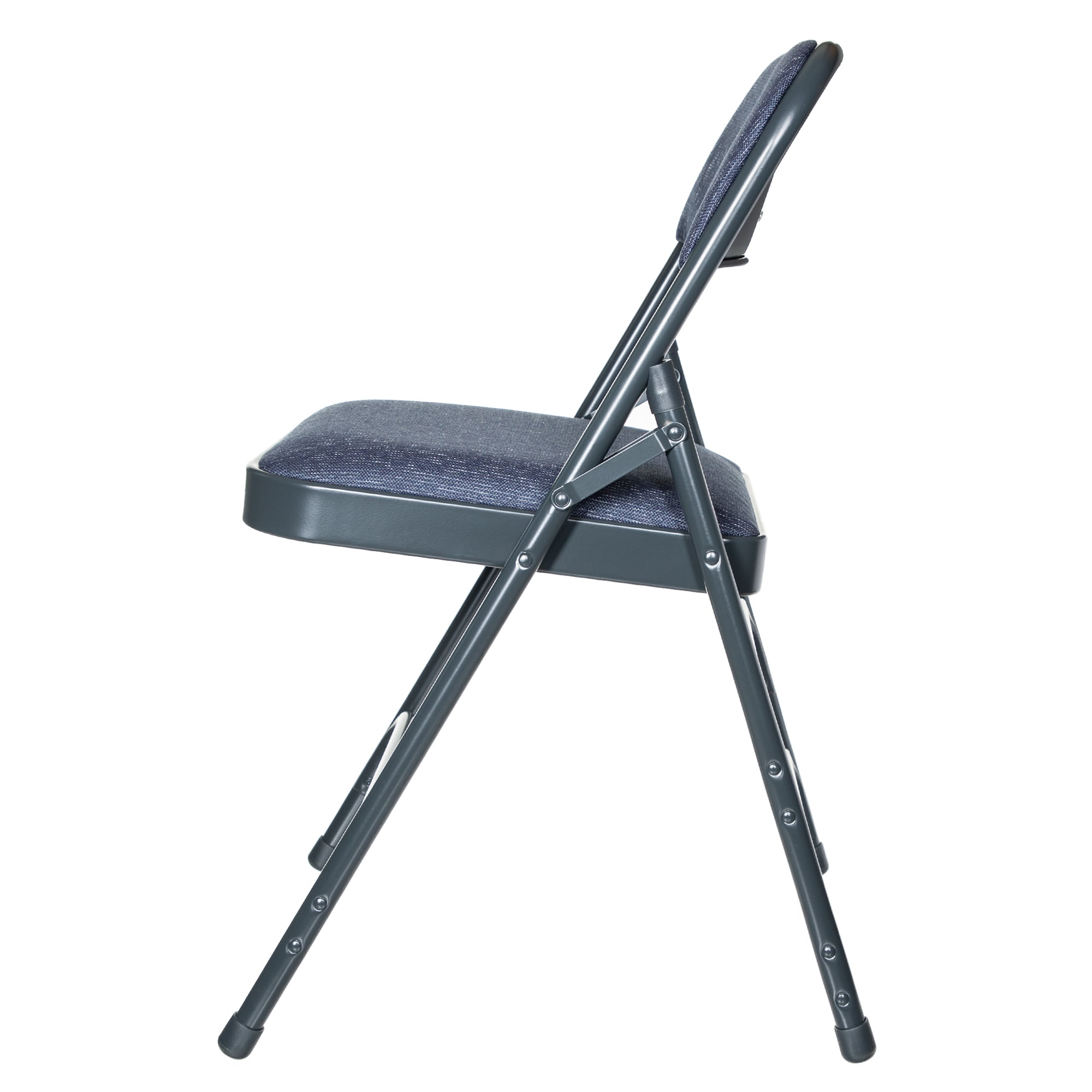 Hampden Furnishings Bernadine Collection Fabric Triple Brace Folding Chair, Blue, Pack of 4