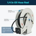 thumbnail image 3 of Rocita Diesel Fuel Hose Reel, 1/4 inch x 50 ft Retractable Oil Hose Reel Hose Holder, 5800 PSI Industrial Auto Hose Oil Heavy Duty Steel Construction Reel for Aircraft Ship Vehicle Tank, 3 of 8