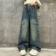 thumbnail image 4 of Kids Girls' Fashion Jeans Elastic High Waist Wide Leg Denim Pants Teen Girl Clothes Cute Clothes, 4 of 7