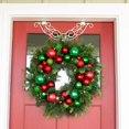 thumbnail image 4 of [30 Inch Artificial Christmas Wreath] - Christmas Cheer Collection - Red and Green Decoration - Pre Lit with 50 Warm Clear Colored LED Mini Lights - includes Remote Controlled Battery Powered Timer, 4 of 4