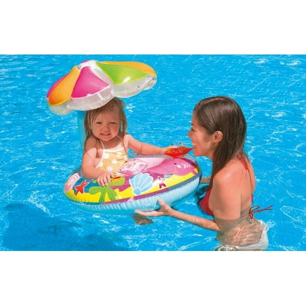 Intex Fish Friends Baby Float Inflatable Pool Tube Raft W Canopy 565ep Walmart Com