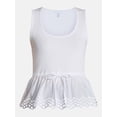 thumbnail image 6 of Time and Tru Women's Eyelet Trim Tank Top with Peplum Hem, Sizes XS-XXXL, 6 of 6