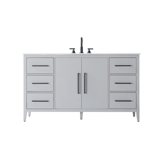 Elegant Lighting VF29360GR Millie 60" Free Standing Single Basin Vanity Set - Grey