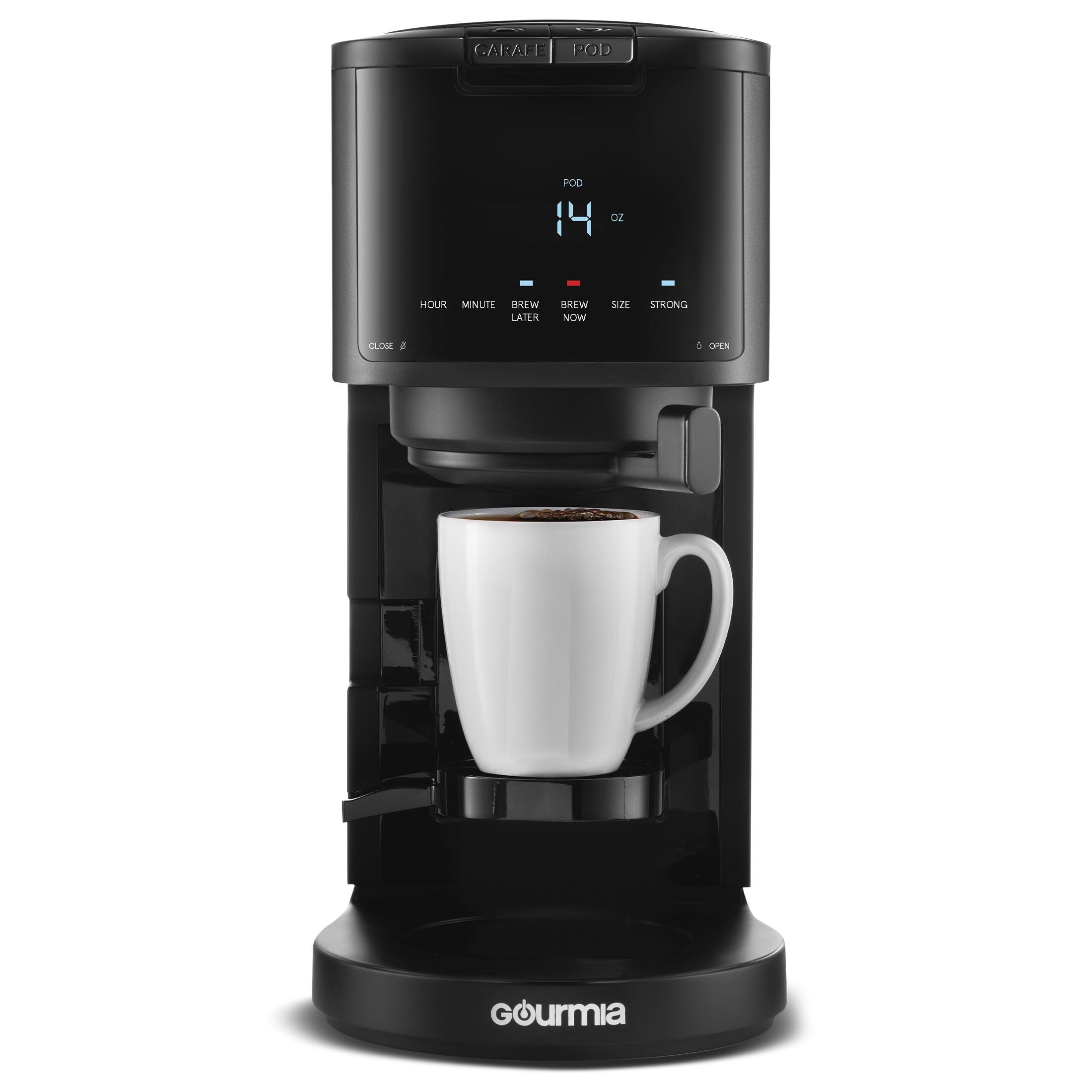 Gourmia 2-in-1 Single-Serve, K-Cup Pod Compatible + 12-Cup Coffee Maker, with Thermal Carafe