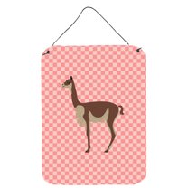 Caroline's Treasures BB7917DS1216 Vicugna or Vicuna Pink Check Wall or Door Hanging Prints, 12x16, multicolor