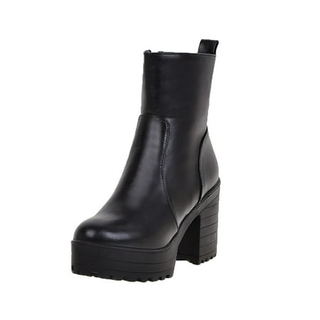 

Fesfesfes Platform Boots for Young Ladies Women s Winter Thick Bottom Platform Thick High Outdoor Short Knight 9.5(43)